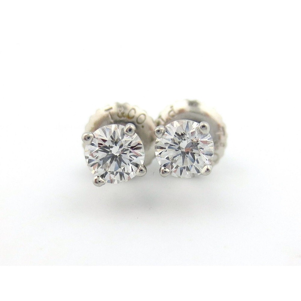 Tiffany & Co. Platinum 0.38ct H VS1 Round Diamond Stud Solitaire Earrings - Picture 2 of 4